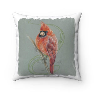 Canadian Birds Series: Red Cardinal Art Square Pillow 14 × Home Decor