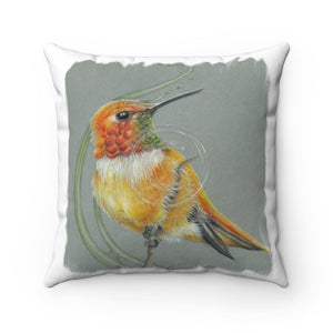 Canadian Birds Series: Rufous Hummingbird Art Square Pillow 14 × Home Decor
