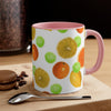 Citrus Fruit On White Pattern Art Accent Coffee Mug, 11oz