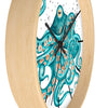 Teal Green Octopus and the Bubbles Art Wall clock