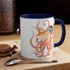 Red Orange Octopus Compass Watercolor on White Art Accent Coffee Mug, 11oz