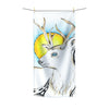 White Roe Deer Sun Yellow Ink Art Polycotton Towel