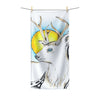 White Roe Deer Sun Yellow Ink Art Polycotton Towel