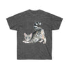 Yoga Cat Maine Coon Kitten Watercolor Art Dark Unisex Ultra Cotton Tee
