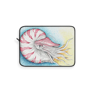 Chambered Nautilus White Stippling Ink Art Laptop Sleeve 15