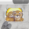 Cheetah Mom And Cub Ink Art Bath Mat Home Decor
