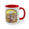 Cheetah Mom And Cub Ink On White Art Accent Coffee Mug 11Oz