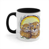 Cheetah Mom And Cub Ink On White Art Accent Coffee Mug 11Oz