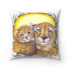 Cheetah Mom And Cub Ink White Pillow 14 × Home Decor