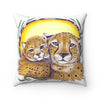 Cheetah Mom And Cub Ink White Pillow Home Decor
