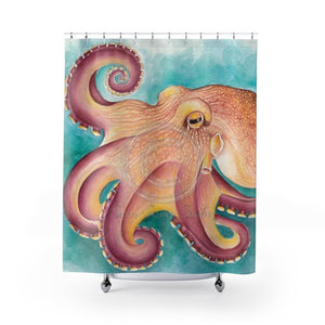 Coconut Octopus Watercolor Art Shower Curtain 71 X 74 Home Decor