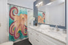Coconut Octopus Watercolor Art Shower Curtain Home Decor