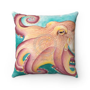 Coconut Octopus Watercolor Square Pillow 14 X Home Decor