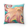 Coconut Octopus Watercolor Square Pillow Home Decor