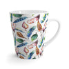 Colorful Feathers Watercolor Pattern White Latte Mug 12Oz Mug