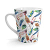 Colorful Feathers Watercolor Pattern White Latte Mug Mug