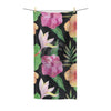 Copy Of Hibiscus Tropical Black Pattern Polycotton Towel 30X60 Home Decor