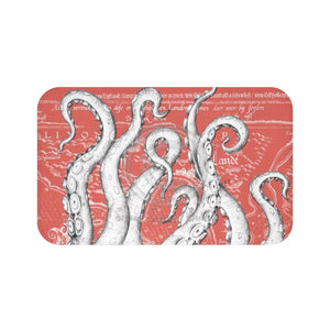 Copy Of White Tentacles Coral Red Nautical Bath Mat Large 34X21 Home Decor