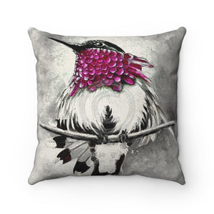 Costas Hummingbird Ink Noir Watercolor Art Square Pillow 14X14 Home Decor