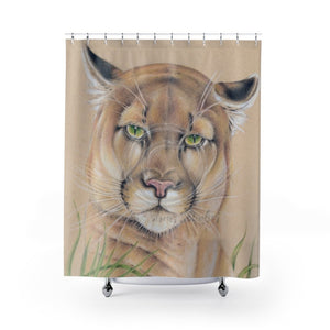 Cougar Colored Pencil Art Shower Curtain 71 × 74 Home Decor