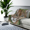 Cougar In Tall Grass Pastel Art Velveteen Plush Blanket All Over Prints