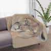 Cougar Mountain Lion Gaze Art Tan Sherpa Blanket 60 × 50 Home Decor
