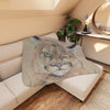 Cougar Mountain Lion Gaze Art Tan Sherpa Blanket Home Decor