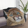 Cougar Mountain Lion Pastel Art Tan Sherpa Blanket 60 × 50 Home Decor