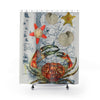 Crab Vintage Map Starfish Nautical Art Shower Curtain 71 × 74 Home Decor