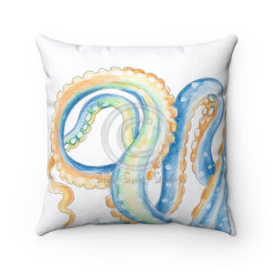 Crazy Blue Tentacles Watercolor Square Pillow 14X14 Home Decor