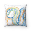 Crazy Blue Tentacles Watercolor Square Pillow Home Decor