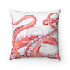 Crazy Red Tentacles Watercolor Square Pillow Home Decor