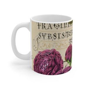 Crimson Rose Vintage Calligraphy Romantic Chic Art Mug 11Oz