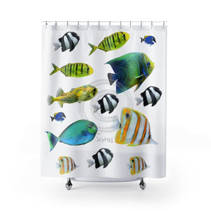 Cute Aquarium Fish Shower Curtain 71 × 74 Home Decor