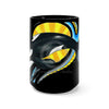 Cute Baby Orca Whale Colorful Ink Black Mug 15Oz