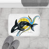 Cute Baby Orca Whale Colorful Ink White Bath Mat Home Decor