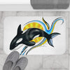 Cute Baby Orca Whale Colorful Ink White Bath Mat Home Decor