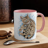 Cute Bengal Cat Watercolor Blue Accent Coffee Mug 11Oz