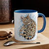 Cute Bengal Cat Watercolor Blue Accent Coffee Mug 11Oz