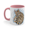 Cute Bengal Cat Watercolor Blue Accent Coffee Mug 11Oz