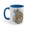 Cute Bengal Cat Watercolor Blue Accent Coffee Mug 11Oz /