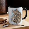 Cute Bengal Cat Watercolor Blue Accent Coffee Mug 11Oz