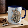 Cute Bengal Cat Watercolor Blue Accent Coffee Mug 11Oz