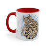 Cute Bengal Cat Watercolor Blue Accent Coffee Mug 11Oz