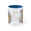 Cute Bengal Cat Watercolor Blue Accent Coffee Mug 11Oz