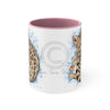 Cute Bengal Cat Watercolor Blue Accent Coffee Mug 11Oz Pink /