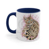 Cute Bengal Cat Watercolor Pink Accent Coffee Mug 11Oz