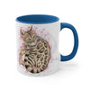 Cute Bengal Cat Watercolor Pink Accent Coffee Mug 11Oz