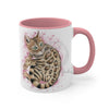 Cute Bengal Cat Watercolor Pink Accent Coffee Mug 11Oz