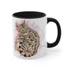 Cute Bengal Cat Watercolor Pink Accent Coffee Mug 11Oz